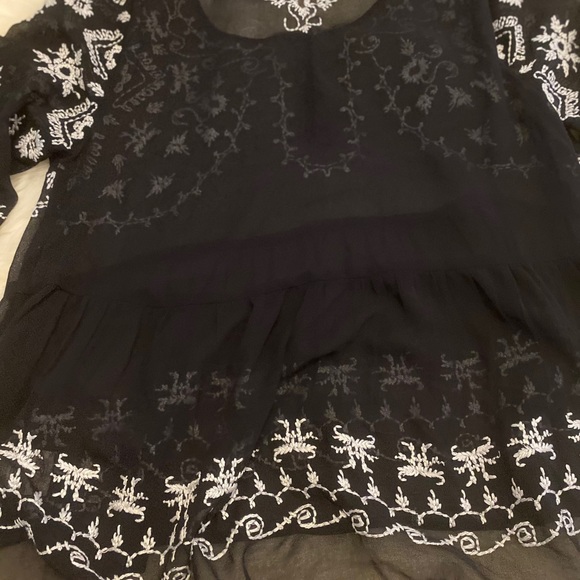 Free People Sheer Embroidered Peasant Top - Picture 2 of 5